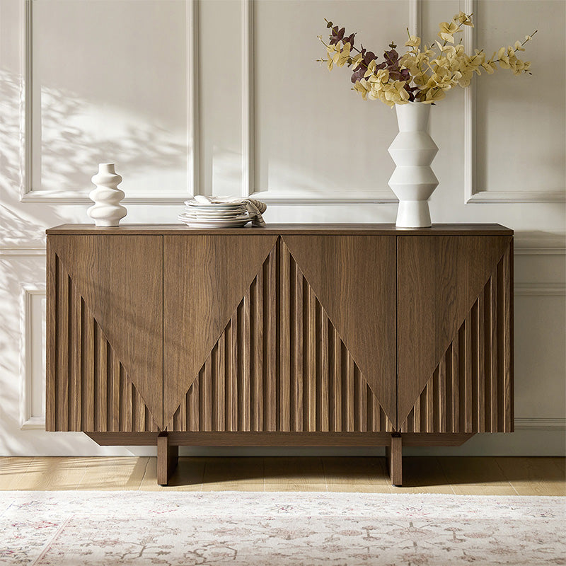 Dietreich Wooden Buffet Sideboard with Deep Embossed Texture