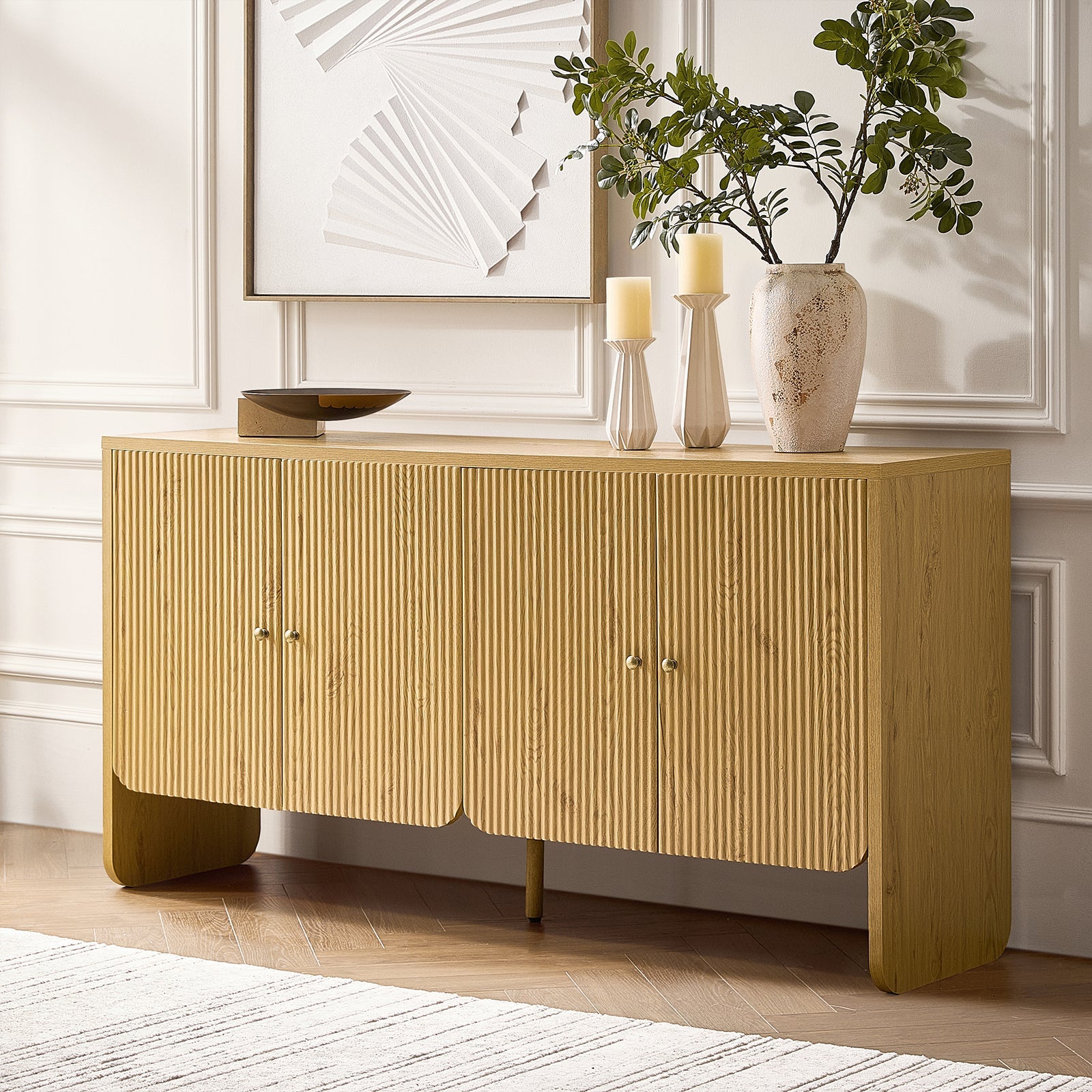 Paula Versatile Buffet Cabinet Sideboard with Adjustable Shelves, Cable Management