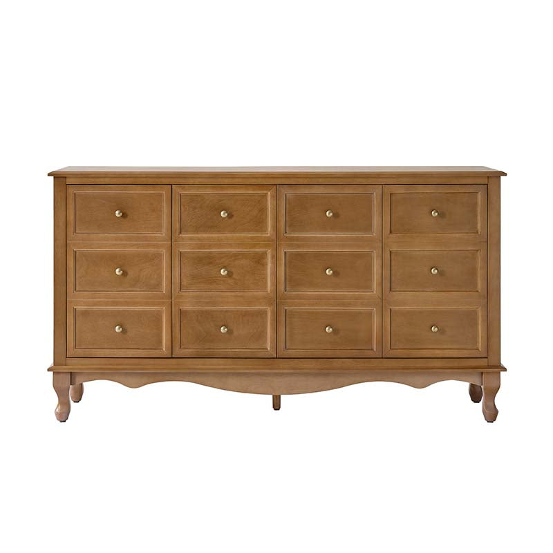 Antique-Inspired 4-Door Sideboard Cabinet - Decorative Drawer Illusion