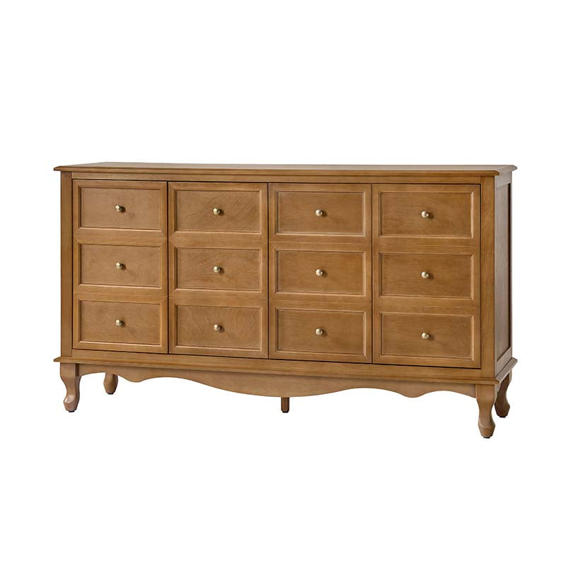 Antique-Inspired 4-Door Sideboard Cabinet - Decorative Drawer Illusion