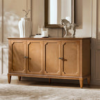 Jane Wood Veneer Sideboard with Adjustable Shelves, Available in 2-Door or 4-Door Options