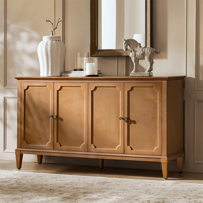 Jane Wood Veneer Sideboard with Adjustable Shelves, Available in 2-Door or 4-Door Options