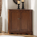 Hagen Traditional 2-Door Corner Cabinet – 30″ H Classic Wood Storage Cabinet with Decorative Molding