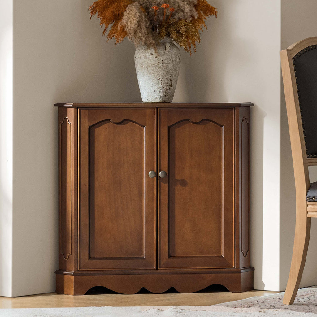 Hagen Traditional 2-Door Corner Cabinet – 30″ H Classic Wood Storage Cabinet with Decorative Molding