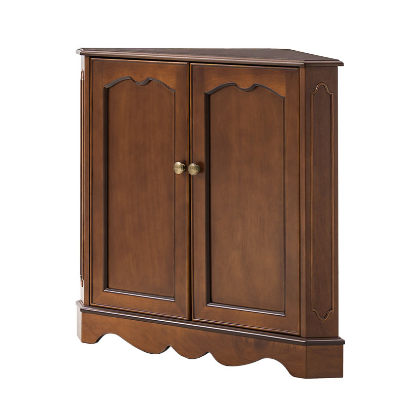 Hagen Traditional 2-Door Corner Cabinet – 30″ H Classic Wood Storage Cabinet with Decorative Molding