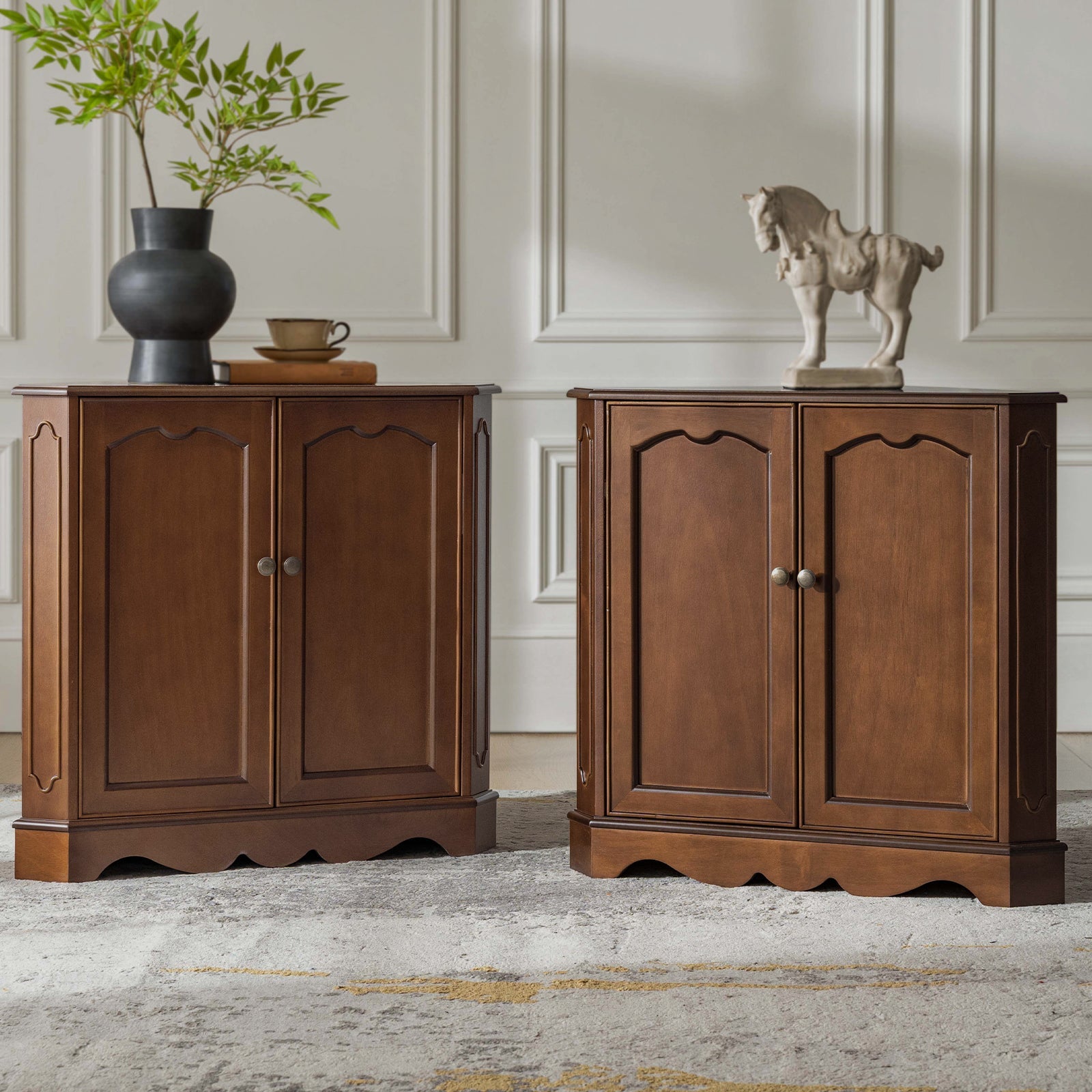 Hagen Traditional 2-Door Corner Cabinet – 30″ H Classic Wood Storage Cabinet with Decorative Molding