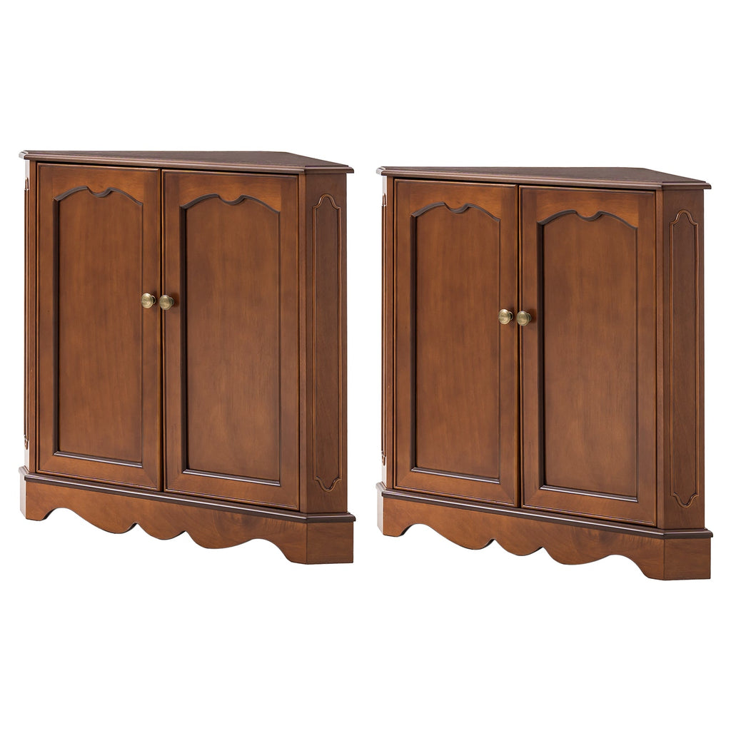 Hagen Traditional 2-Door Corner Cabinet – 30″ H Classic Wood Storage Cabinet with Decorative Molding
