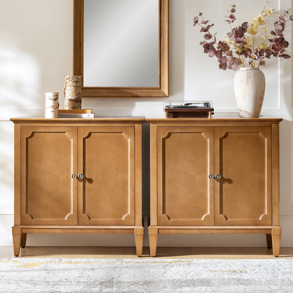 Jane Wood Veneer Sideboard with Adjustable Shelves, Available in 2-Door or 4-Door Options
