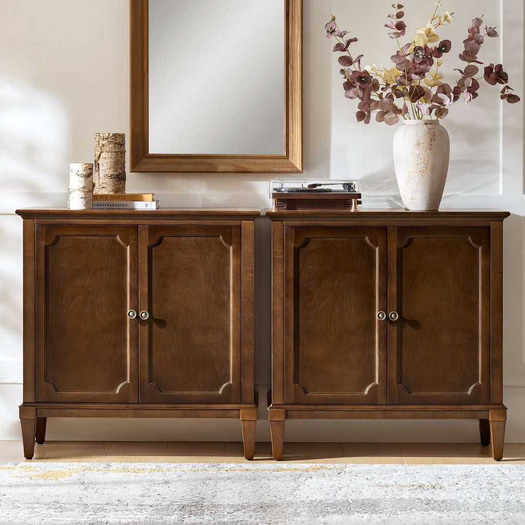 Jane Wood Veneer Sideboard with Adjustable Shelves, Available in 2-Door or 4-Door Options