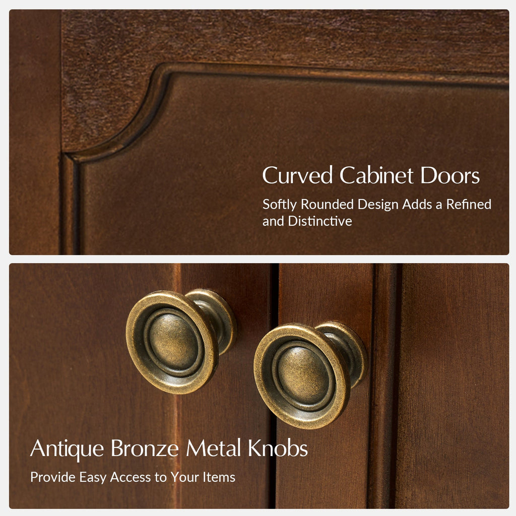 Jane Wood Veneer Sideboard with Adjustable Shelves, Available in 2-Door or 4-Door Options