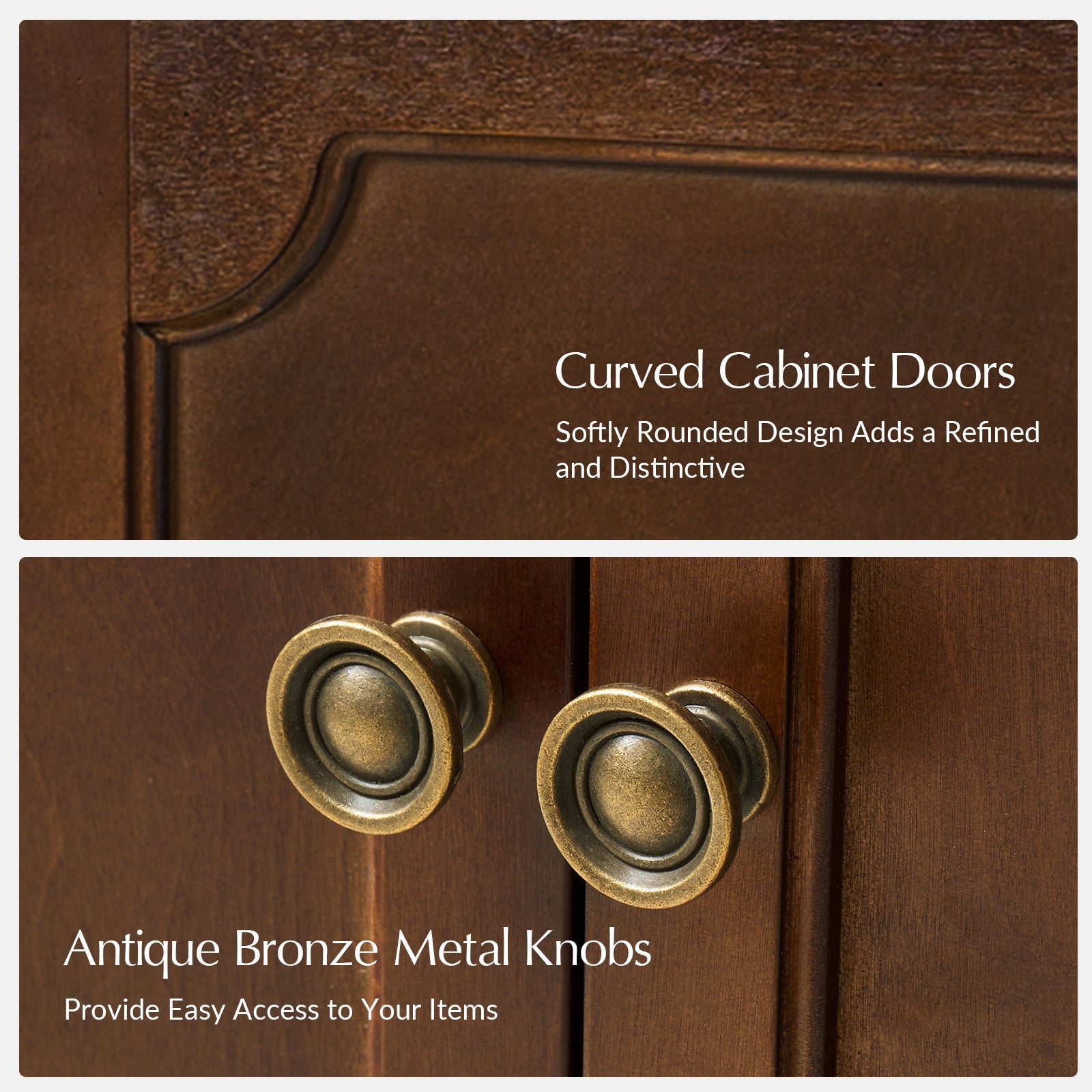 Jane Wood Veneer Sideboard with Adjustable Shelves, Available in 2-Door or 4-Door Options