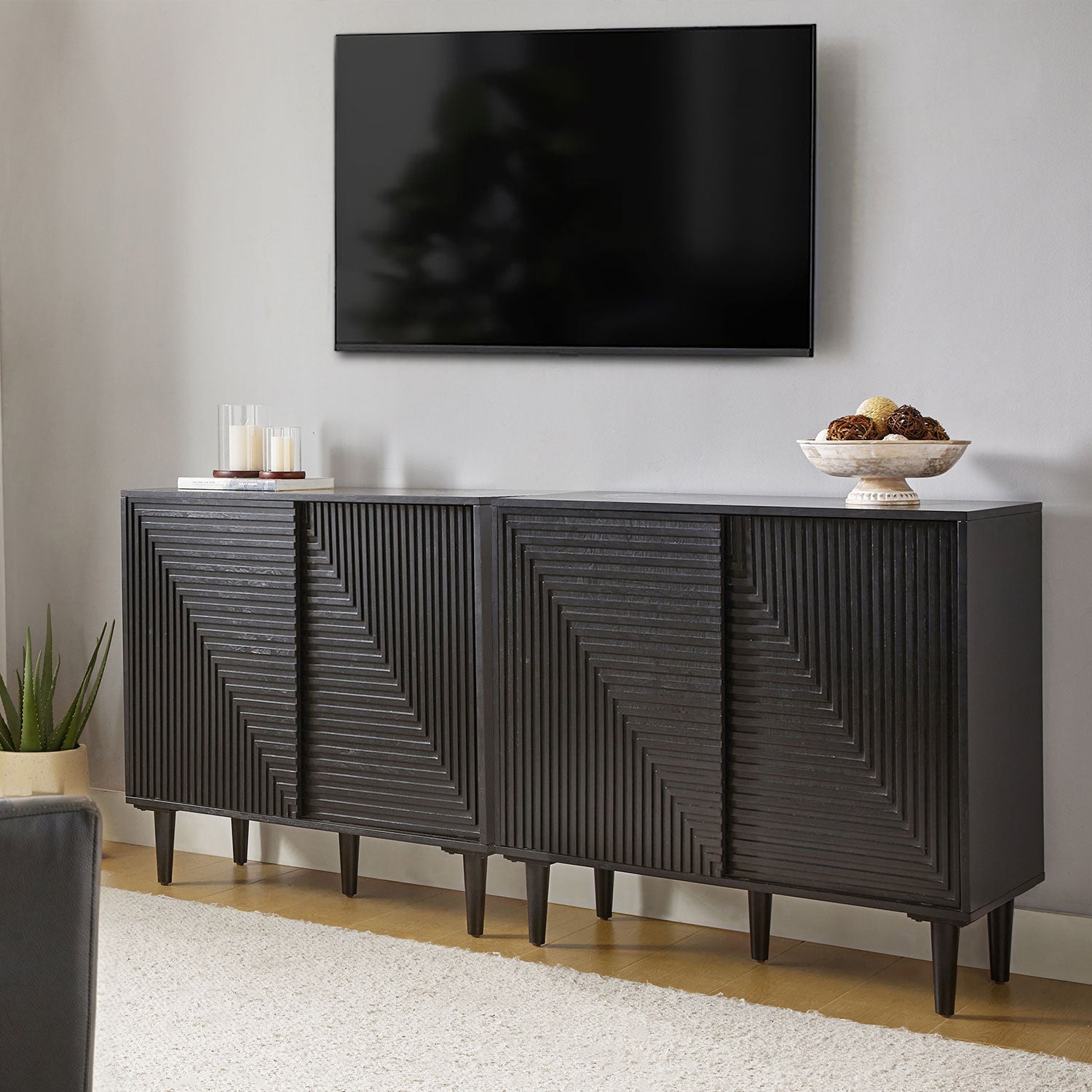 Archie 34 Tall 2-Door Accent Cabinet – Compact Multifunction Storage Cabinet for Entryway, Living Room or Bedroom