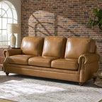 Iliana Genuine Leather Sofa with Elegant Rolled Arms