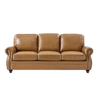 Iliana Genuine Leather Sofa with Elegant Rolled Arms