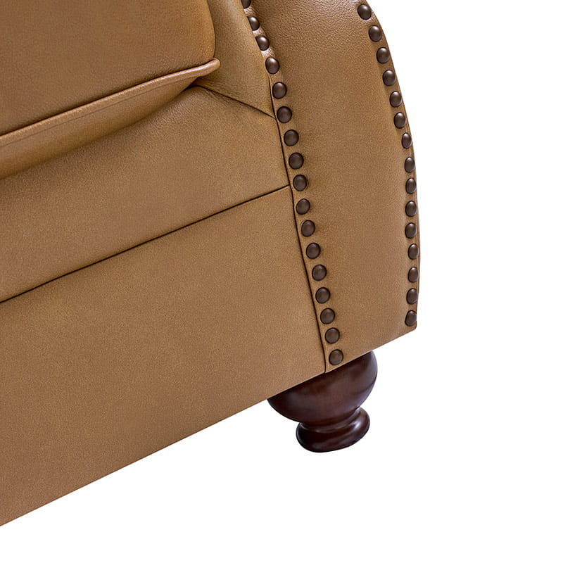 Iliana Genuine Leather Sofa with Elegant Rolled Arms