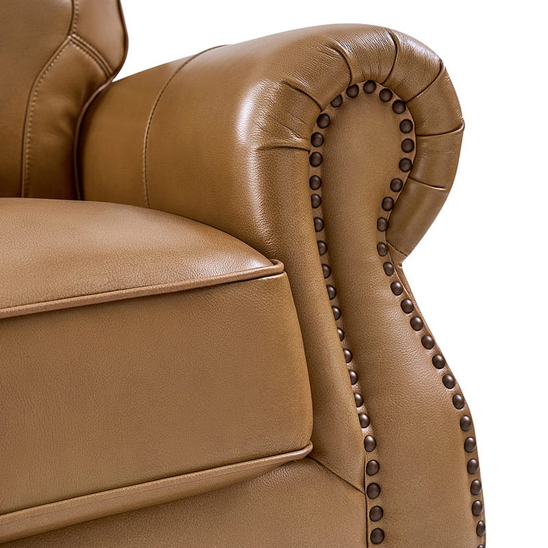 Iliana Genuine Leather Sofa with Elegant Rolled Arms