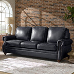 Iliana Genuine Leather Sofa with Elegant Rolled Arms