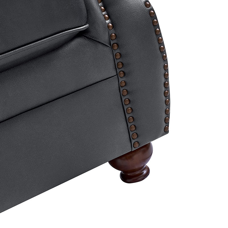 Iliana Genuine Leather Sofa with Elegant Rolled Arms
