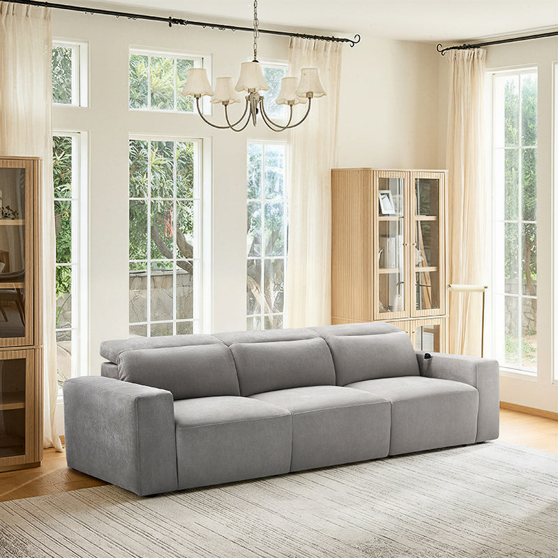 Moussea Modern Chenille Power Reclining Sofa with Sofa Bed Functionality