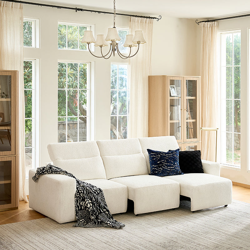 Moussea Modern Chenille Power Reclining Sofa with Sofa Bed Functionality