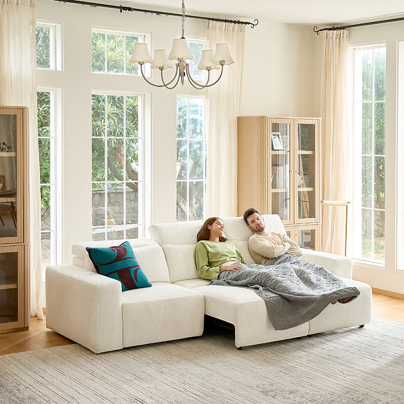 Moussea Modern Chenille Power Reclining Sofa with Sofa Bed Functionality