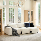 Moussea Modern Chenille Power Reclining Sofa with Sofa Bed Functionality