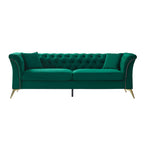 Modern Luxury Glam Velvet Sofa with Tufted Buttons & Gold Metal Accents