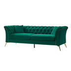 Modern Luxury Glam Velvet Sofa with Tufted Buttons & Gold Metal Accents