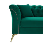 Modern Luxury Glam Velvet Sofa with Tufted Buttons & Gold Metal Accents