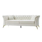 Modern Luxury Glam Velvet Sofa with Tufted Buttons & Gold Metal Accents