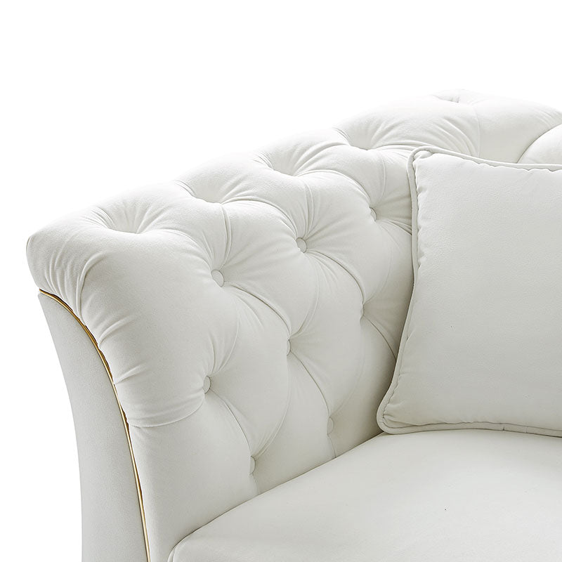 Modern Luxury Glam Velvet Sofa with Tufted Buttons & Gold Metal Accents