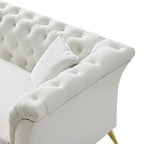 Modern Luxury Glam Velvet Sofa with Tufted Buttons & Gold Metal Accents