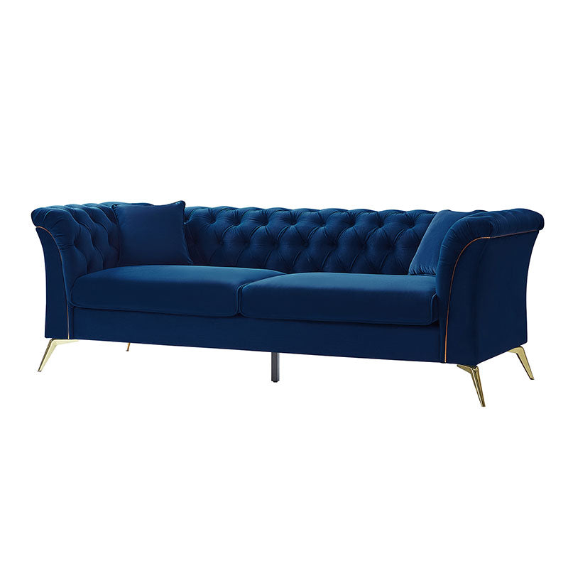 Modern Luxury Glam Velvet Sofa with Tufted Buttons & Gold Metal Accents