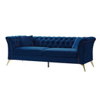 Modern Luxury Glam Velvet Sofa with Tufted Buttons & Gold Metal Accents
