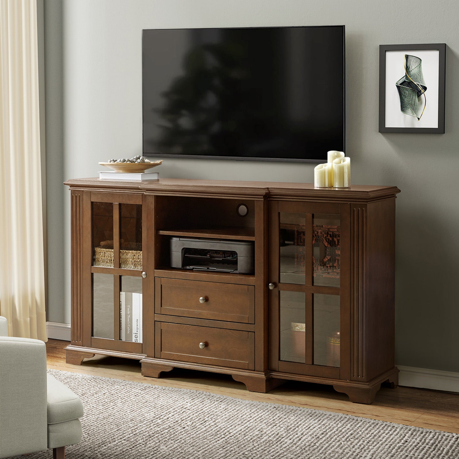 Curzia TV Stand for TVs Up to 65 – Modern Media Console with Ample Storage