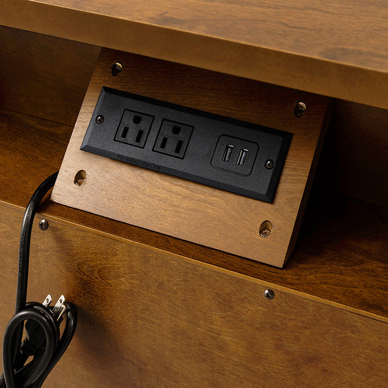 Transitional Wood Nightstand with Drawers and Power Outlet(Optional Types)