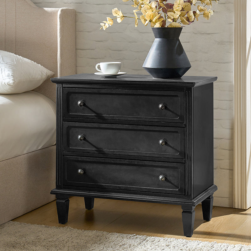 Transitional Wood Nightstand with Drawers and Power Outlet(Optional Types)