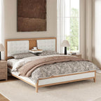 Sabina Farmhouse Style Upholstered Bed with Flip-Down Headboard