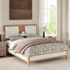 Sabina Farmhouse Style Upholstered Bed with Flip-Down Headboard