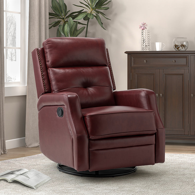Benito 28.74 Wide Genuine Leather Swivel Rocker Recliner