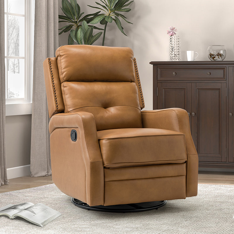 Benito 28.74 Wide Genuine Leather Swivel Rocker Recliner