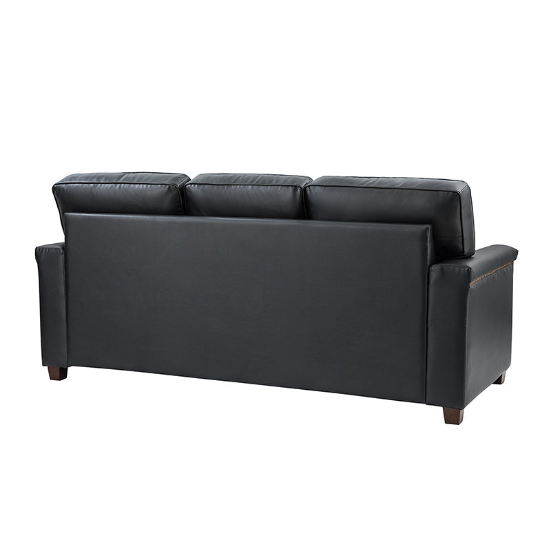 Lea 77.2 Mid-Century Sofa — 3-Seat Faux Leather Couch for Living Room