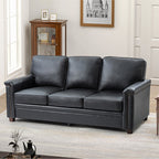 Lea 77.2 Mid-Century Sofa — 3-Seat Faux Leather Couch for Living Room