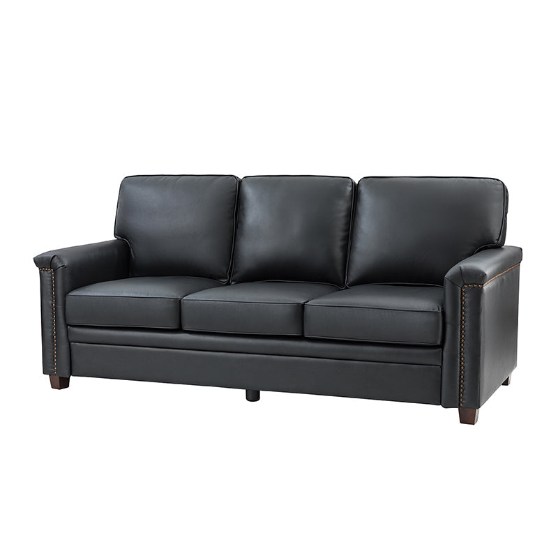 Lea 77.2 Mid-Century Sofa — 3-Seat Faux Leather Couch for Living Room