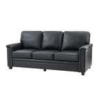 Lea 77.2 Mid-Century Sofa — 3-Seat Faux Leather Couch for Living Room