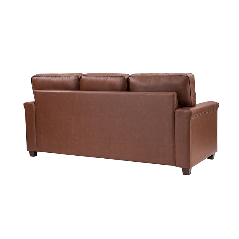 Lea 77.2 Mid-Century Sofa — 3-Seat Faux Leather Couch for Living Room