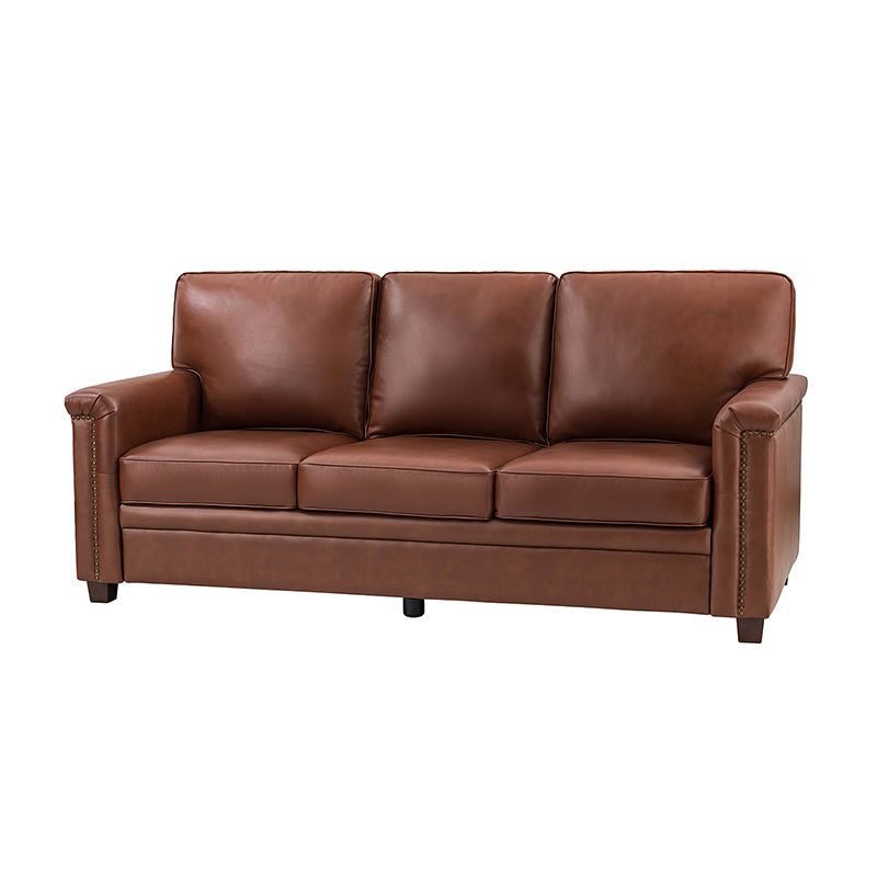 Lea 77.2 Mid-Century Sofa — 3-Seat Faux Leather Couch for Living Room