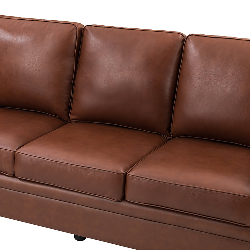 Lea 77.2 Mid-Century Sofa — 3-Seat Faux Leather Couch for Living Room