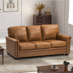 Lea 77.2 Mid-Century Sofa — 3-Seat Faux Leather Couch for Living Room