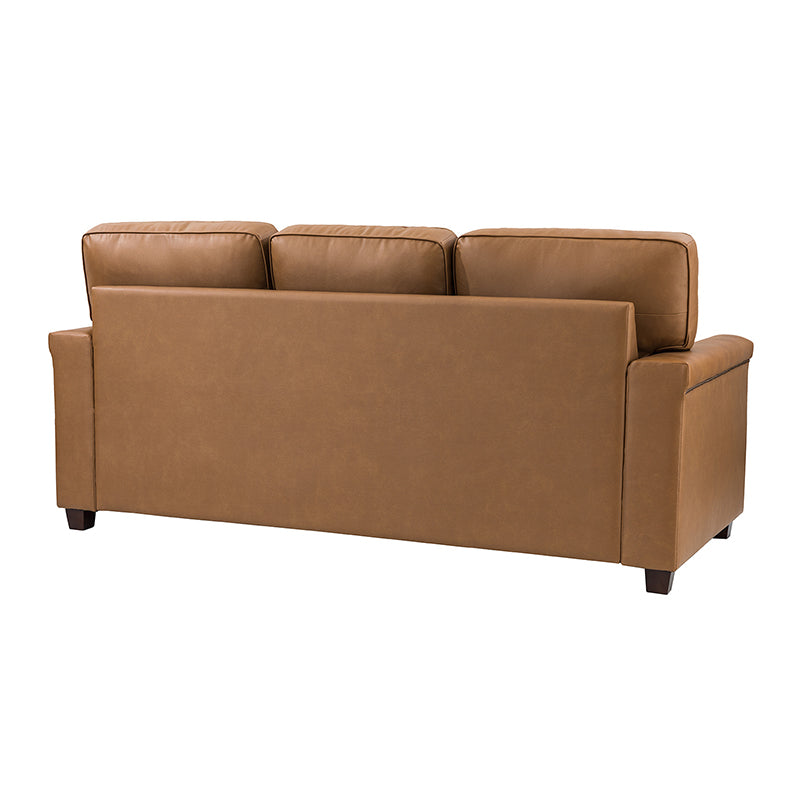 Lea 77.2 Mid-Century Sofa — 3-Seat Faux Leather Couch for Living Room